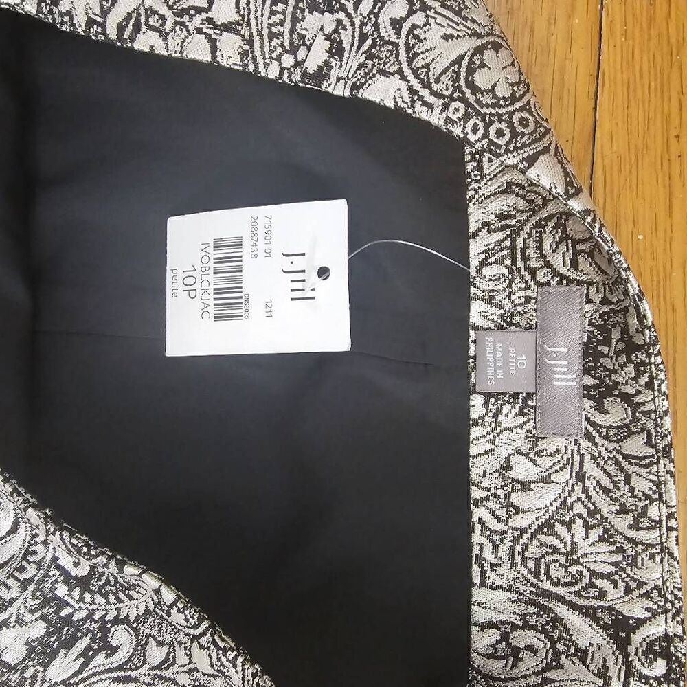 J Jill Petite Size 10 Silver Gold Paisley Pencil Skirt - Picture 4 of 6